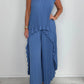 🎀2025 New Arrivals Limited Time 50% OFF👗Laney Pleated Short Sleeve Irregular Midi Top and Elastic Waist Wide Leg Pants Set✨