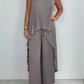 🎀2025 New Arrivals Limited Time 50% OFF👗Laney Pleated Short Sleeve Irregular Midi Top and Elastic Waist Wide Leg Pants Set✨