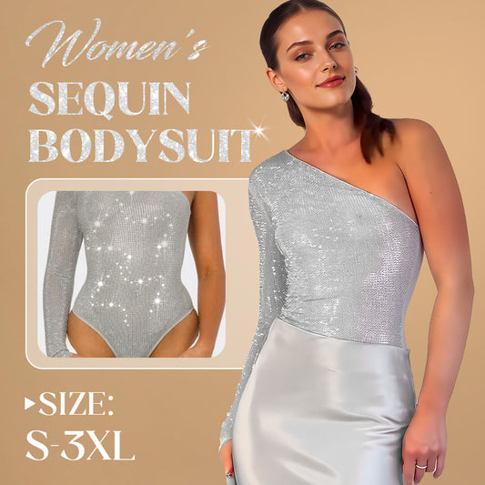 🎉👗The Summer Hot Sale 50% OFF 🛍️Women's One Shoulder Sequin Bodysuit
