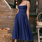 💕Spring New💃Spaghetti Strap Pleated Corset Midi Dress with Pocket