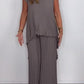 🎀2025 New Arrivals Limited Time 50% OFF👗Laney Pleated Short Sleeve Irregular Midi Top and Elastic Waist Wide Leg Pants Set✨