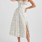 💃Summer Special🌸Strapless dress with floral print at the waist