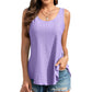 🔥50% OFF🔥Womens Tank Tops Sleeveless EyeletEmbroidery Scoop Neck Loose Fit Casual SummerFlowy