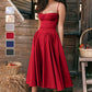 💕Spring New💃Spaghetti Strap Pleated Corset Midi Dress with Pocket
