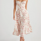 💃Summer Special🌸Strapless dress with floral print at the waist