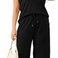 💕Summer Fashion New Limited Time 49% OFF🥻 Women's Casual Cap Sleeve Top Wide Leg Crop Pants Two Piece Sets