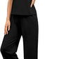💕Summer Fashion New Limited Time 49% OFF🥻 Women's Casual Cap Sleeve Top Wide Leg Crop Pants Two Piece Sets