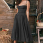 💕Spring New💃Spaghetti Strap Pleated Corset Midi Dress with Pocket