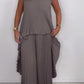 🎀2025 New Arrivals Limited Time 50% OFF👗Laney Pleated Short Sleeve Irregular Midi Top and Elastic Waist Wide Leg Pants Set✨