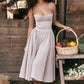 💕Spring New💃Spaghetti Strap Pleated Corset Midi Dress with Pocket