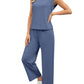 💕Summer Fashion New Limited Time 49% OFF🥻 Women's Casual Cap Sleeve Top Wide Leg Crop Pants Two Piece Sets