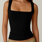 🎊Tank tops that let you go out without fear of embarrassment--Limited Time Buy 1 Get 1 Free🎽Women's Square Neck Sleeveless Double-Layer Tank Top