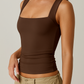 🎊Tank tops that let you go out without fear of embarrassment--Limited Time Buy 1 Get 1 Free🎽Women's Square Neck Sleeveless Double-Layer Tank Top