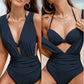 🏖️Last Day Special Sale 50% OFF🩱Women's Underwire Tummy Control One Piece Halter Plunging Neck Swimsuit