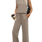 💕Summer Fashion New Limited Time 49% OFF🥻 Women's Casual Cap Sleeve Top Wide Leg Crop Pants Two Piece Sets