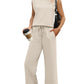 💕Summer Fashion New Limited Time 49% OFF🥻 Women's Casual Cap Sleeve Top Wide Leg Crop Pants Two Piece Sets