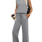 💕Summer Fashion New Limited Time 49% OFF🥻 Women's Casual Cap Sleeve Top Wide Leg Crop Pants Two Piece Sets
