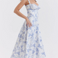 💃Summer Special🌸Strapless dress with floral print at the waist