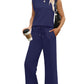 💕Summer Fashion New Limited Time 49% OFF🥻 Women's Casual Cap Sleeve Top Wide Leg Crop Pants Two Piece Sets