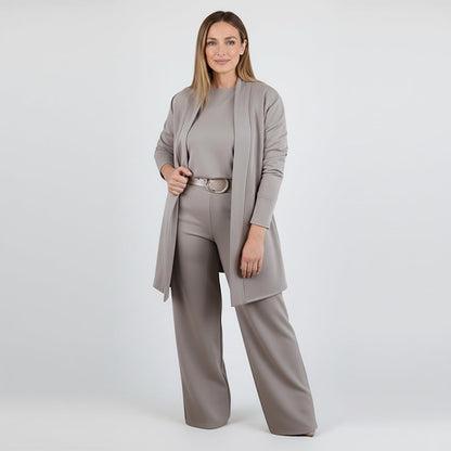 💜 LAST DAY PROMOTION 50%OFF 💜Elegant 3-piece set including long cardigan, top and pants💞