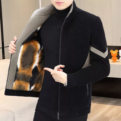 Men's Winter Thickened Lined Tweed Coat