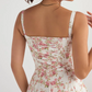💃Summer Special🌸Strapless dress with floral print at the waist