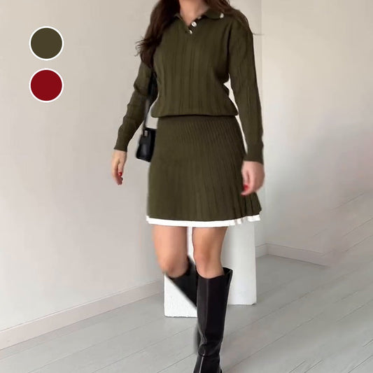 🎄Christmas Offers🎄 Knitted Sweater ＆ Short Skirt 2-Piece Set