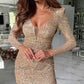 Sequin V-Neck Wrap Dinner Dress👗