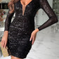Sequin V-Neck Wrap Dinner Dress👗
