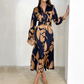🎅Christmas Pre-sale & 39%OFF❄️Women’s Lapel Long-Sleeve Print Dress with Belt