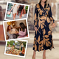 🎅Christmas Pre-sale & 39%OFF❄️Women’s Lapel Long-Sleeve Print Dress with Belt