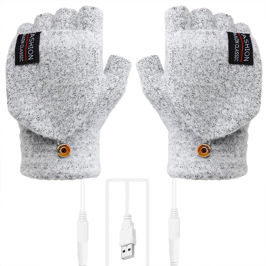 Winter USB Heated Warm Knitted Gloves