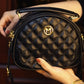 Women's Top-Handle Crossbody Bag with Diamond Lattice Pattern