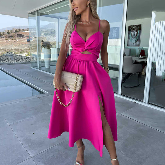 🎉Mother's Day 50% OFF👗Women’s Spaghetti Straps High Slit Dress | Adjustable Spaghetti Straps | Side Thigh Split💜