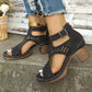 🎉🛍️Hot Promotion 50% OFF👡Versatile Hollow Out Mid Heel Open Toe Sandals