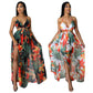 🎉🛍️Hot Promotion 50% OFF 👗Women's Floral Print Chain Decor Split Thigh Tie Back Cami Dress