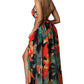 🎉🛍️Hot Promotion 50% OFF 👗Women's Floral Print Chain Decor Split Thigh Tie Back Cami Dress