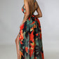 🎉🛍️Hot Promotion 50% OFF 👗Women's Floral Print Chain Decor Split Thigh Tie Back Cami Dress