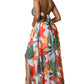 🎉🛍️Hot Promotion 50% OFF 👗Women's Floral Print Chain Decor Split Thigh Tie Back Cami Dress