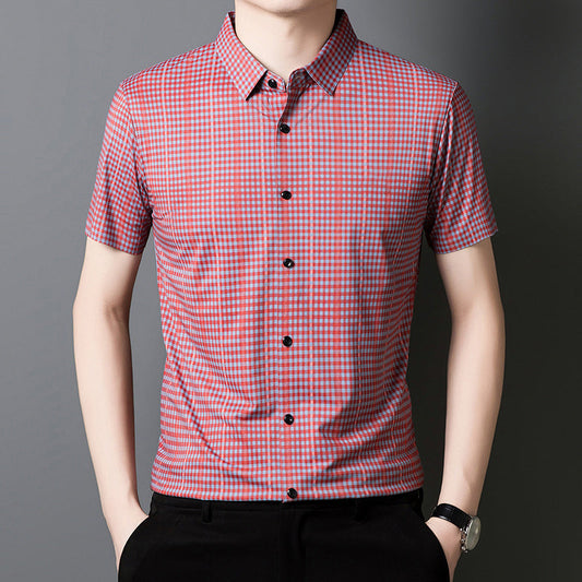 🎊New Fashion Limited Time 50% OFF👔Men's Cooling Plaid Short Sleeve Button-Down Shirt