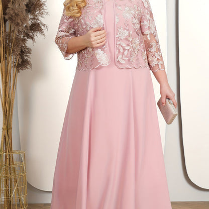 👑50% OFF🎁Haute Couture luxury|Lace embroidered jacket × satin solid evening dress set