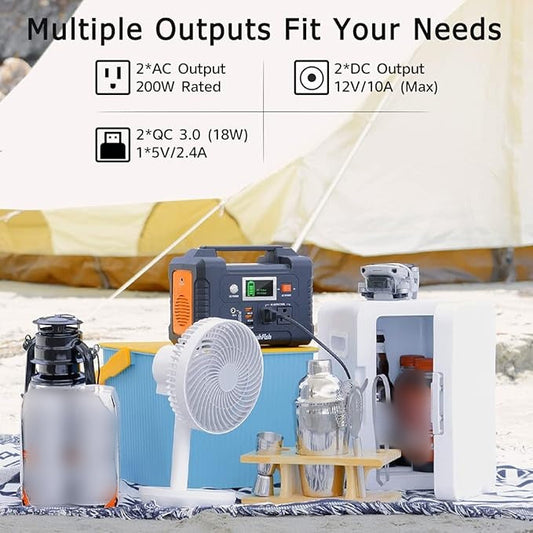 ⚡FlashFish 200W Solar Generator - Portable Power Station with LCD Display for Blackouts & Camping