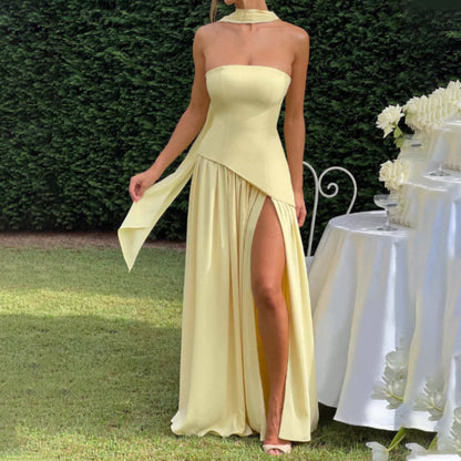 🎉50% OFF Sale💃Women's Sexy Strapless Backless High Split Maxi Dresses
