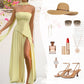 🎉50% OFF Sale💃Women's Sexy Strapless Backless High Split Maxi Dresses