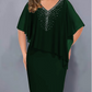 👗Rhinestone V-Neck Cape Dress with Chiffon Overlay