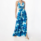 🎉🛍️Special Sale 55% OFF💃Women's Fashionable Halter Backless Printed Long Dress