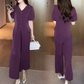 🛍️50% OFF💖V-Neck Short Sleeve Top & Matching Wide-Leg Pants 2-Piece Set for Women