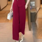 🛍️50% OFF💖V-Neck Short Sleeve Top & Matching Wide-Leg Pants 2-Piece Set for Women