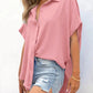 🔥Hot Sale 50% OFF🔥Women's Casual Button Short Sleeve Slit Hem Shirt Solid Color Tops