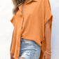 🔥Hot Sale 50% OFF🔥Women's Casual Button Short Sleeve Slit Hem Shirt Solid Color Tops